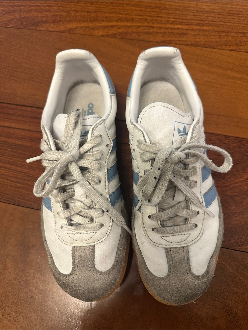 adidas White & Light Blue Retro Low-Top Sneakers